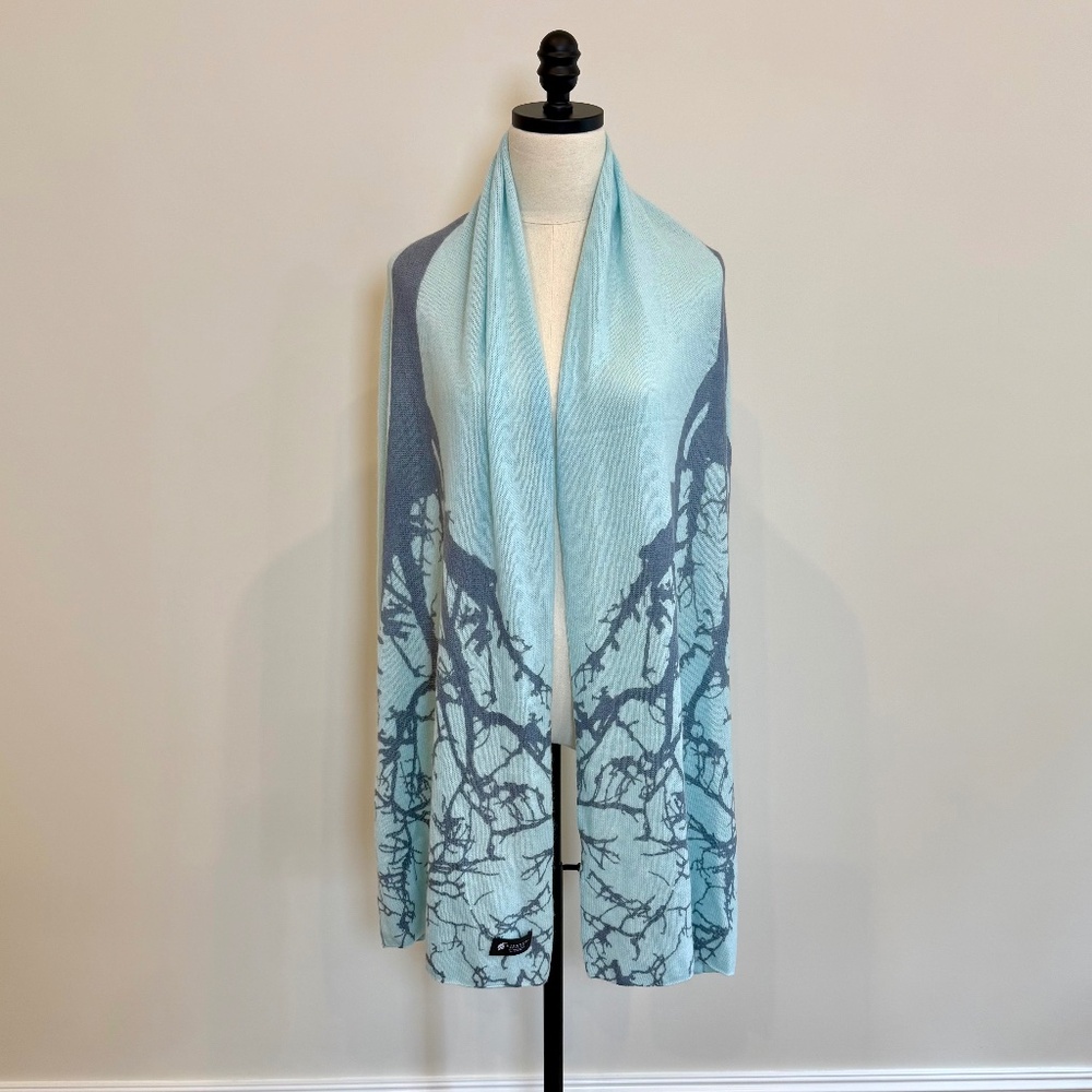 NWT Cashmere Boutique 100% Pure Cashmere Shawl Light Blue 22"x76" NWT